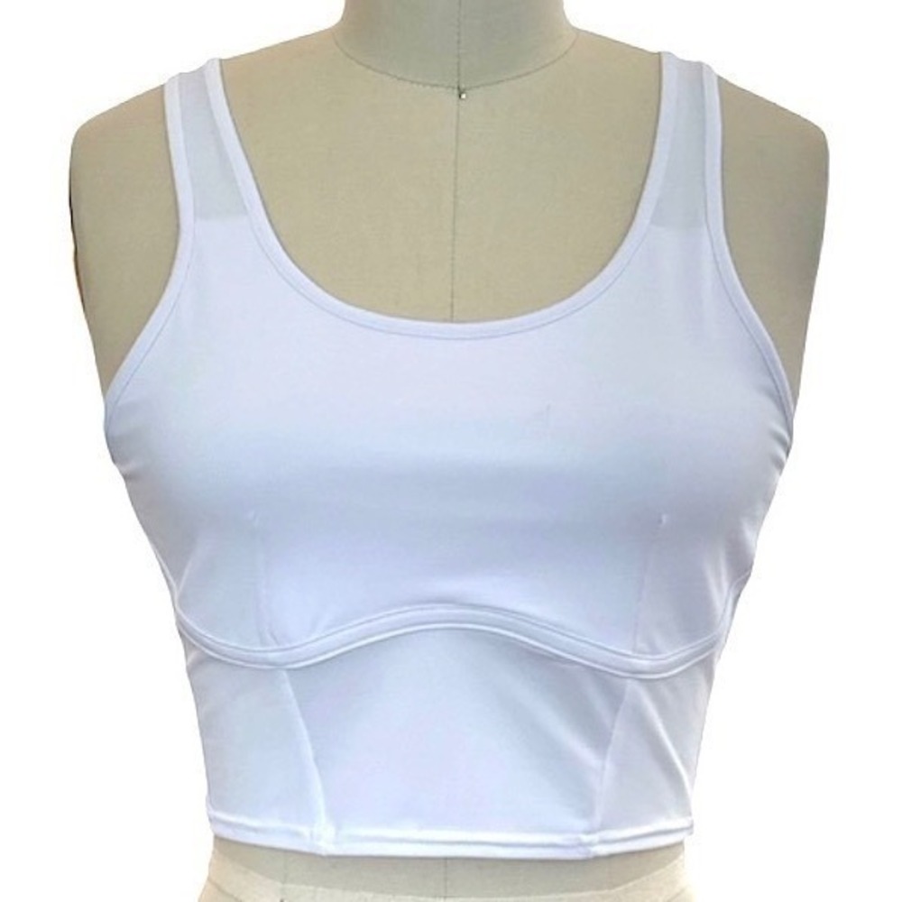 EA7 Emporio Armani Ventus7 Crop Tank Top White Athletic Sports Top XS NWT